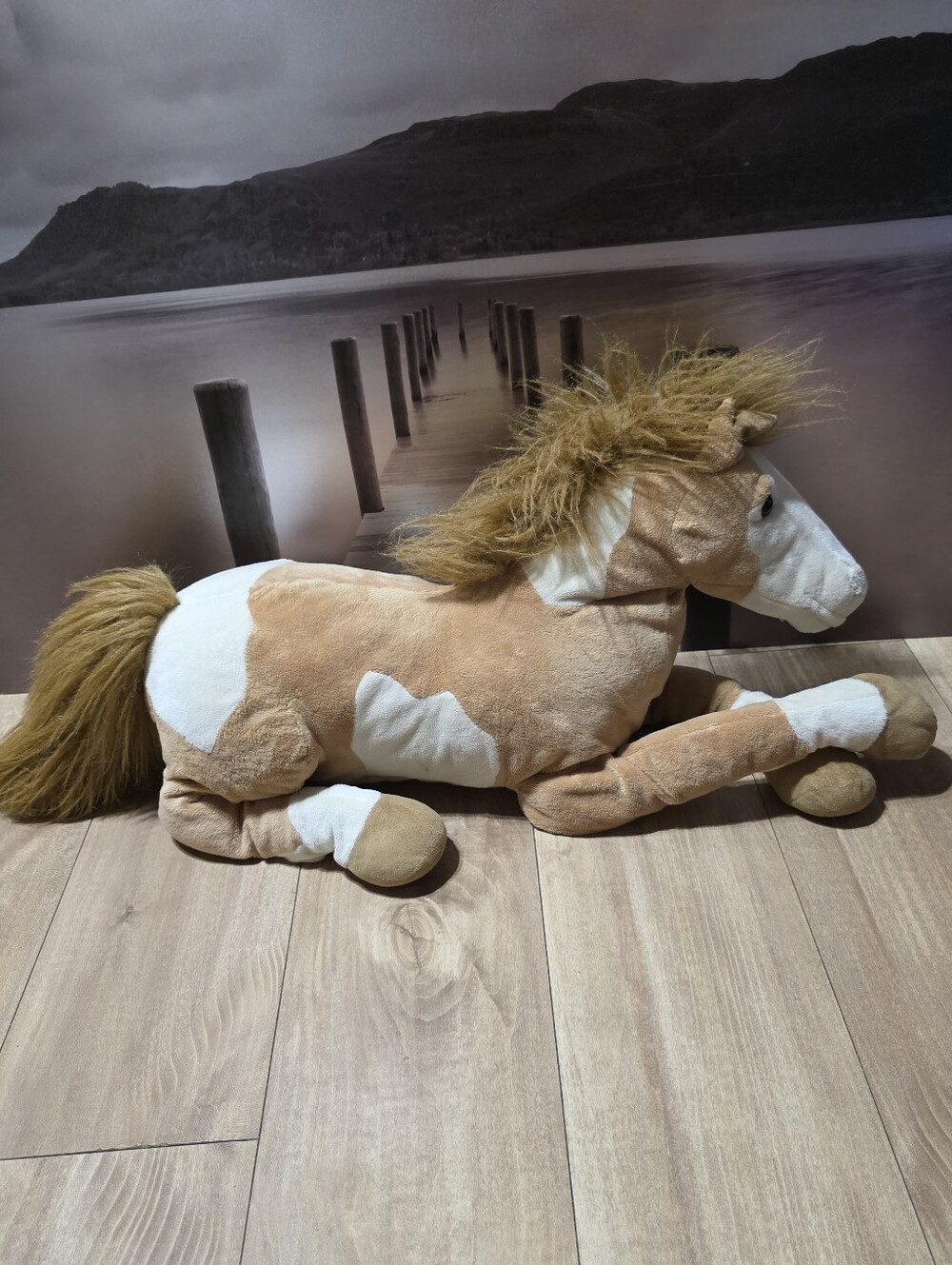 Vintage Toys R Us Animal Alley Cream & Brown Pinto Horse Plush